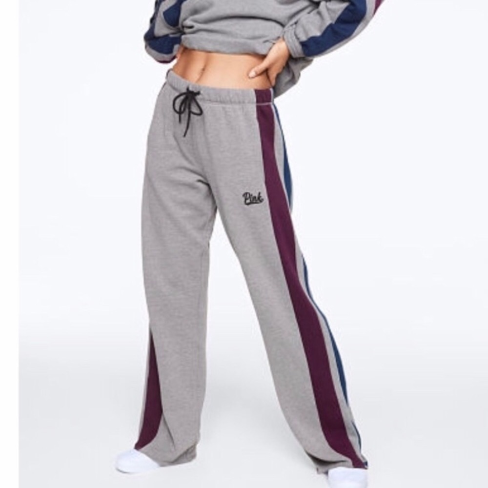 PINK VICTORIA’S SECRET sweatpants gray blue and burgundy size small boyfriend​​​